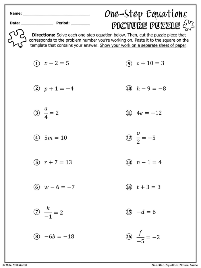 Algebraic Equations Worksheet for 5th Grade Geometry Students Image 16 Fifth grade math worksheet featuring practice problems for solving one- and two-step algebraic equations