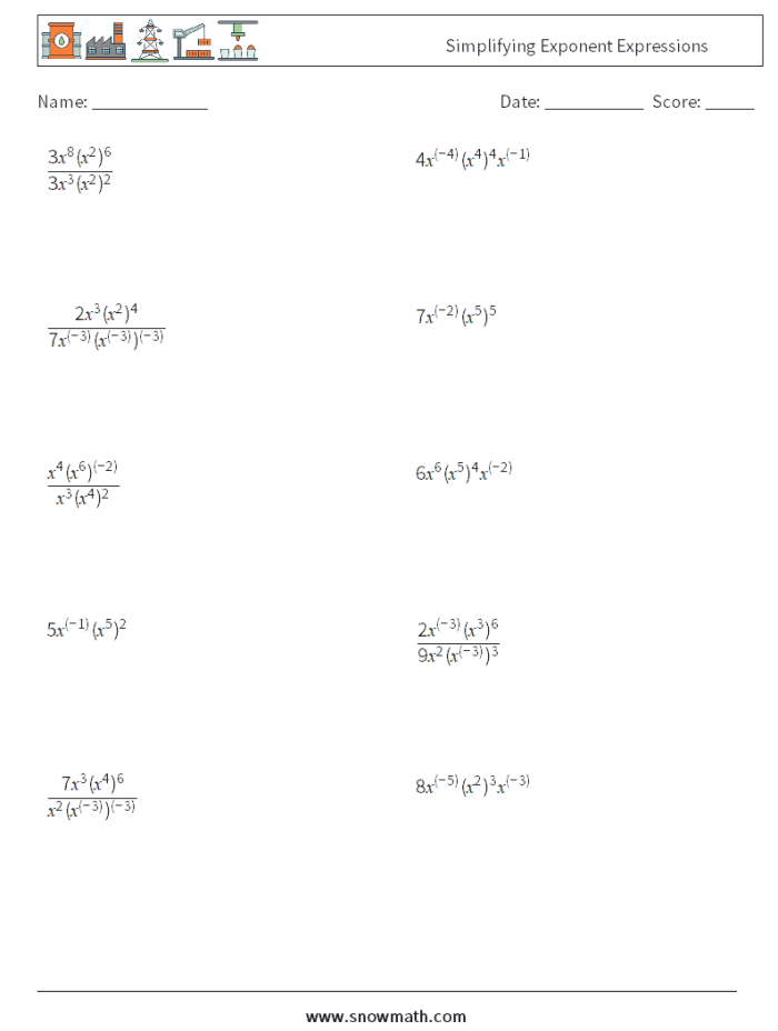 Step-by-step guide to mastering exponents in an engaging way Exponents Expressions worksheet for fifth graders to simplify learning concepts