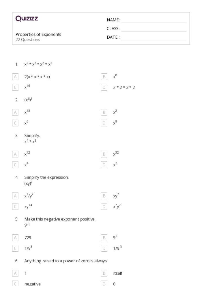 Engaging introductory worksheet on exponents for fifth grade students Exponents Rules worksheet for fifth graders to enhance their understanding of exponents