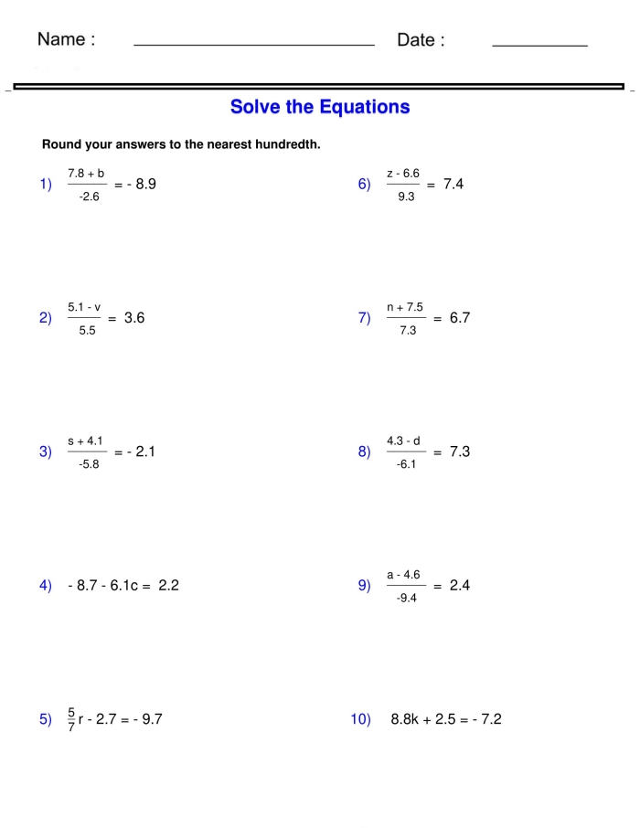 Pre-Algebra Equations Fall Themed Worksheet 21 Fifth grade math worksheet featuring fall leaves and pumpkins for practicing pre-algebra equations