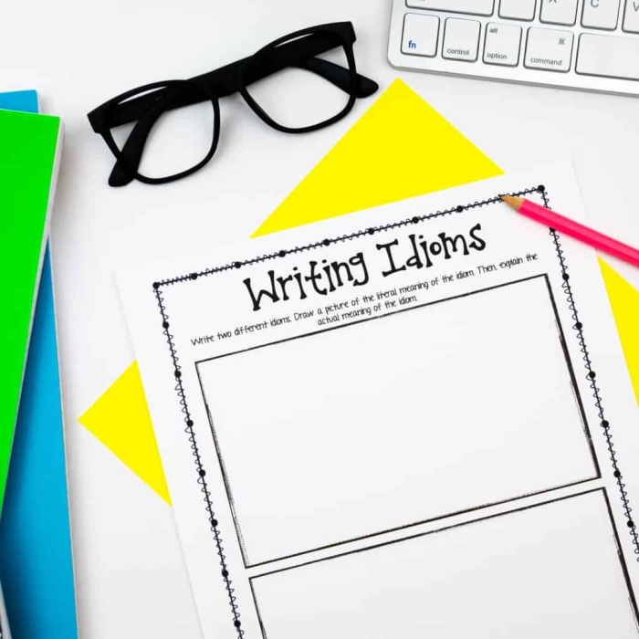 Fifth grade figurative language worksheet handout featuring clear definitions and examples for student reference