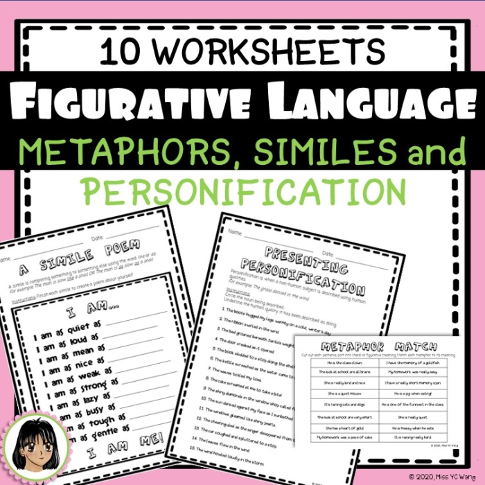 Figurative Language Handout worksheet designed for fifth graders to enhance their understanding of literary devices