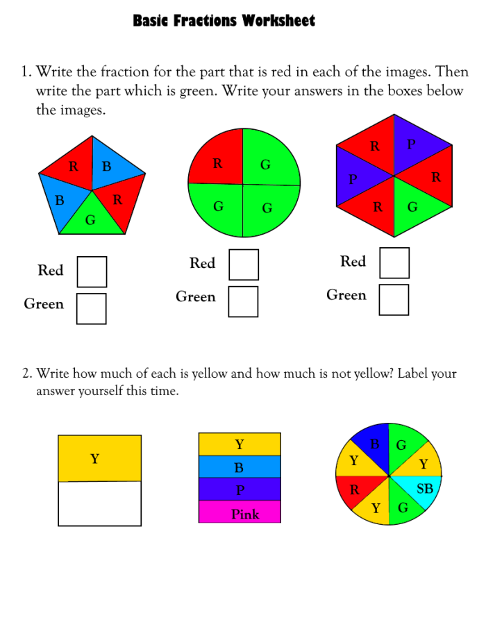 Kids engaging with a Fraction Concepts worksheet in fifth-grade math