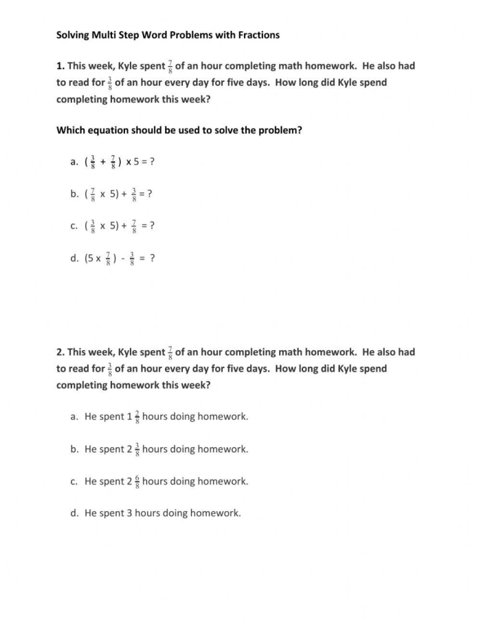 Fifth grade students solving complex multi-step fraction word problems on a geometry themed math worksheet