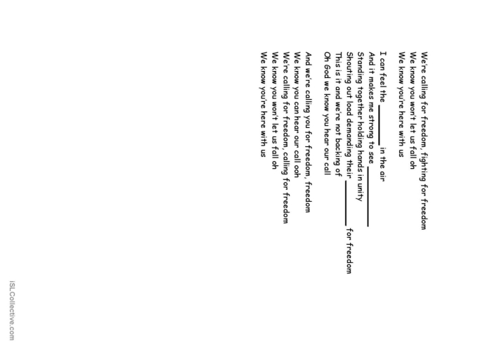 A fifth grade student exploring the meaning of historical freedom on a printable worksheet