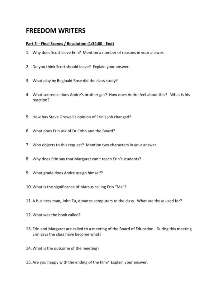 Worksheet for fifth graders exploring the concept of freedom in history class
