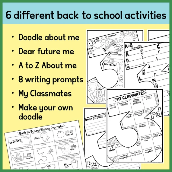 Worksheet image featuring a creative writing activity for students about future aspirations Back-to-school writing prompt worksheet for fifth graders to send a letter to their future selves
