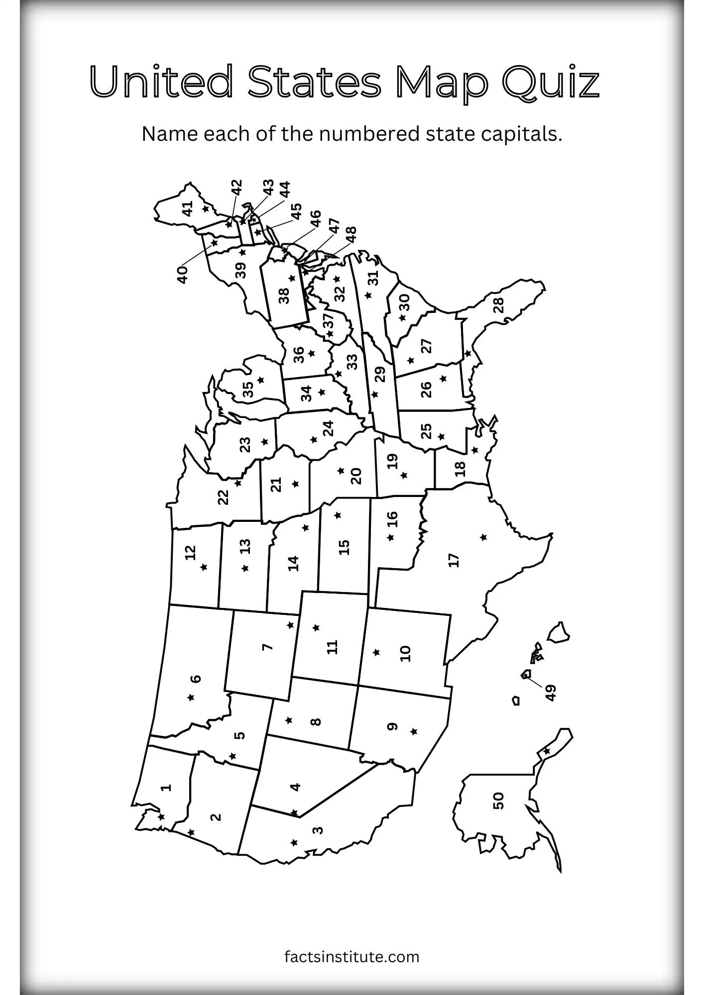 Engaging worksheet for learning the capitals of all 50 states in a fun way Fill-in-the-blank states and capitals worksheet for fifth graders to practice U.S. geography
