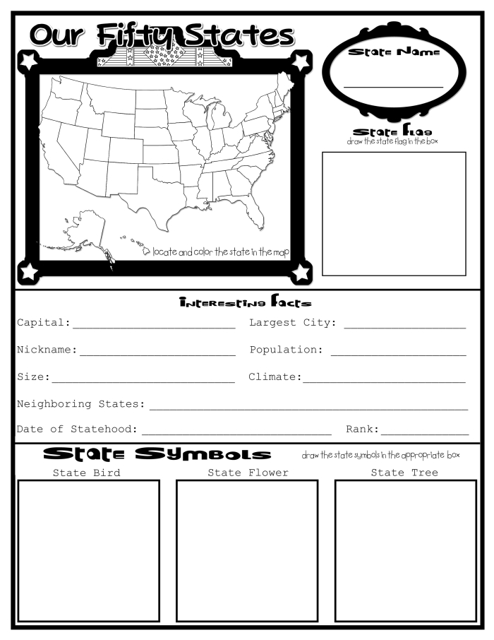 Fifth grade students challenge their geography skills with this printable Name All 50 States worksheet