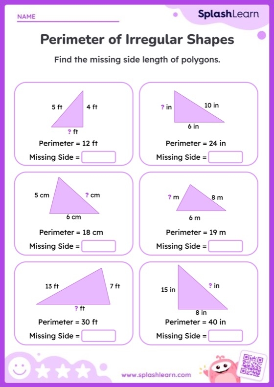 Fifth grade algebra worksheet on calculating missing rectangle dimensions Worksheet featuring Rectangle Algebra for finding missing lengths in geometry