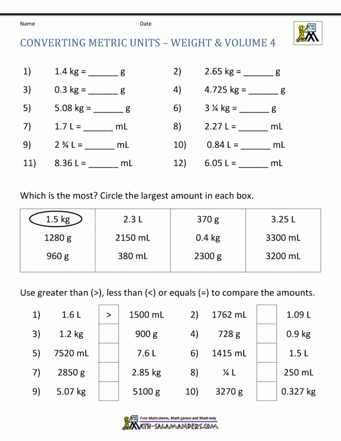 Converting units of measurement worksheet for fifth graders focusing on geometry