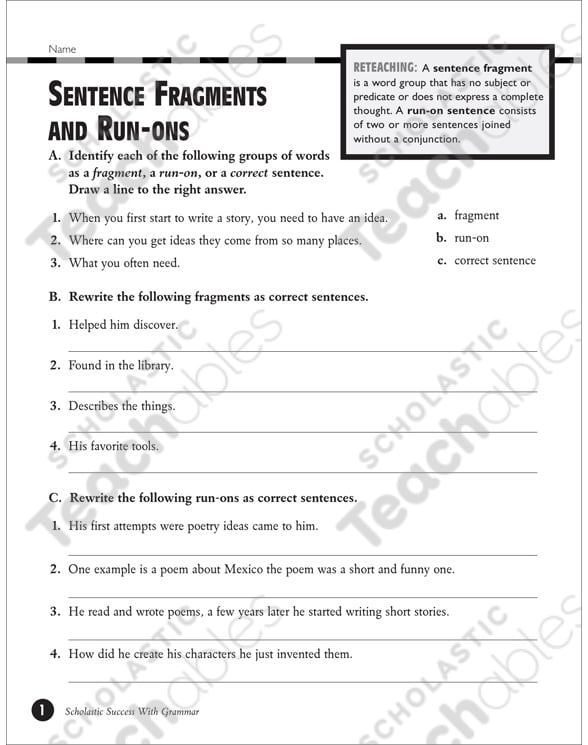 Revise Run-ons and Incomplete Sentences Worksheet 5 Fifth grade students practicing how to correct run-on and incomplete sentences on a grammar worksheet