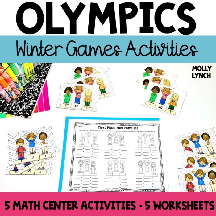 Worksheet featuring Olympic Math: Gymnastics scores for calculating mean, median, and mode. Olympic Math: Gymnastics worksheet for fifth graders on fractions and data analysis.