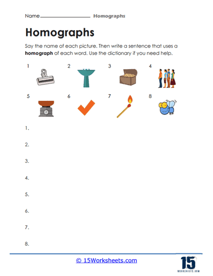 Fifth grade homograph pairs matching worksheet with word bank and definition clues for students
