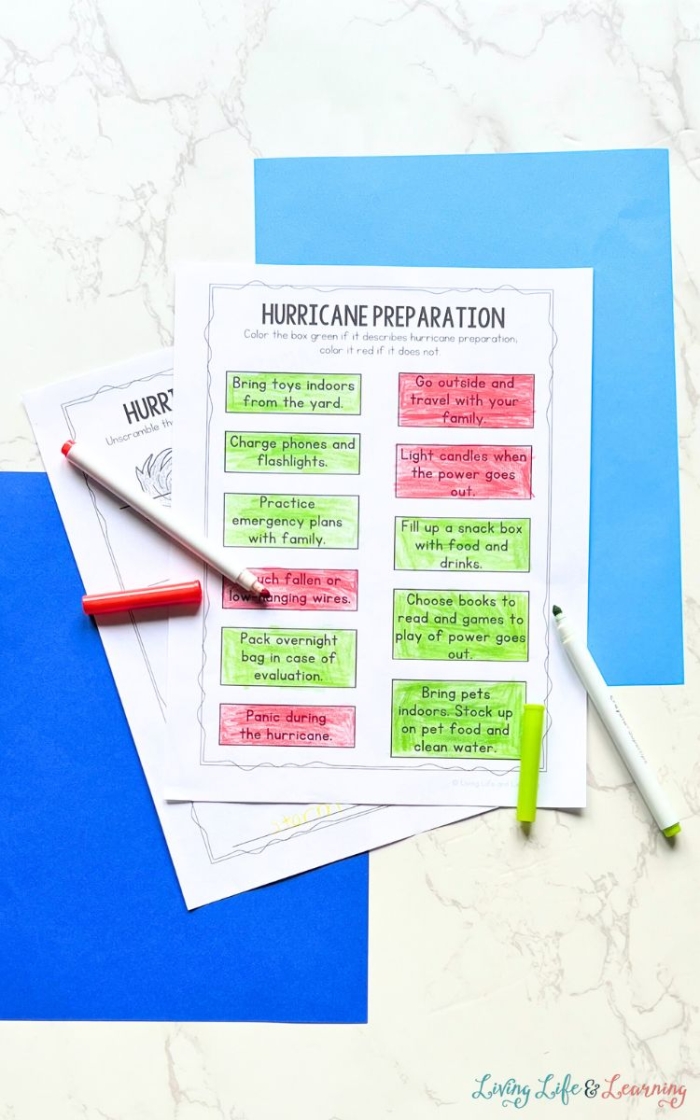 Hurricane Science worksheet for fifth graders exploring earth science concepts