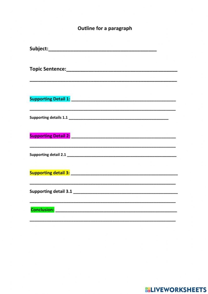 Informative Paragraph Outlining Worksheet for Fifth Grade Page 17 Fifth grade students learning to outline an informative paragraph with a sample guide