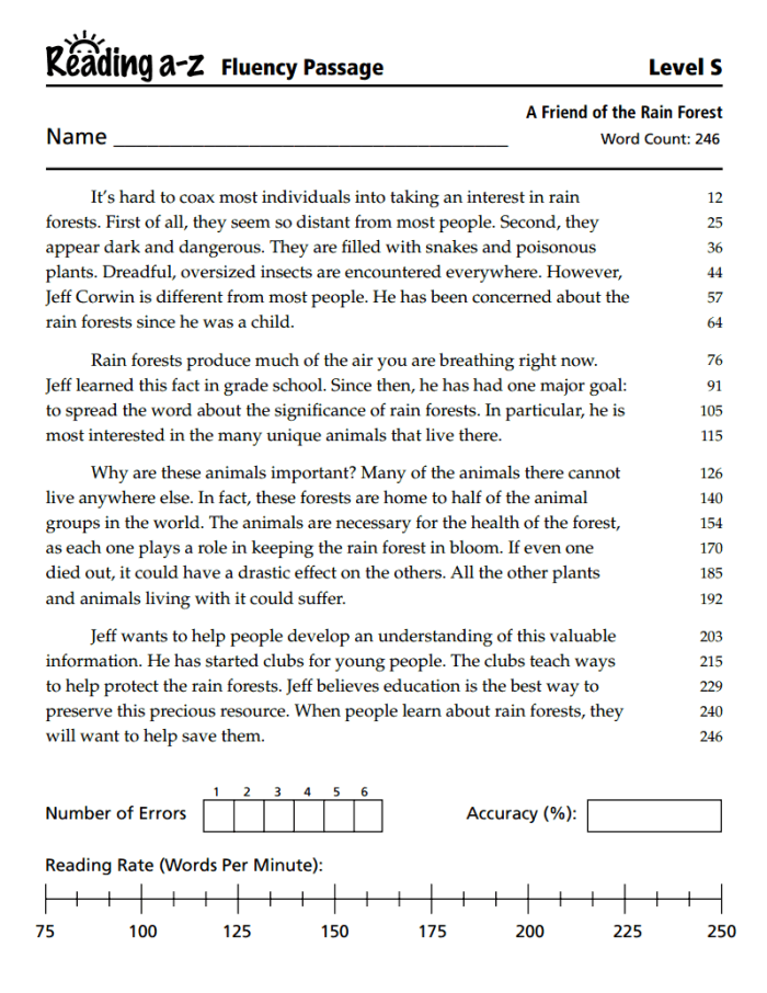 Reading for Fluency The Jungle Book Worksheet Number 24 A fifth grade reading worksheet featuring a passage from The Jungle Book to help students practice fluency and comprehension 24