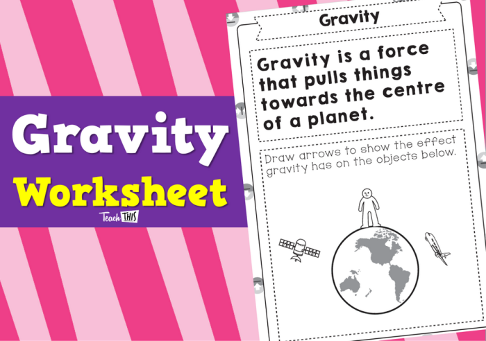 Worksheet exploring the Law of Gravity for fifth graders