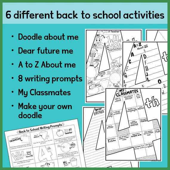 Worksheet image for "Send a Letter to Your Future Self" writing activity in ratios and proportions Back-to-school writing prompt worksheet for fifth graders to send a letter to their future selves
