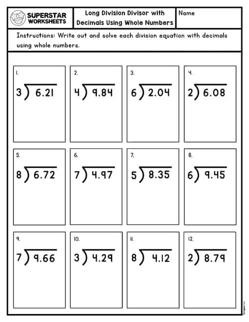 Colorful long division practice sheet for fifth grade students Long division worksheet designed for fifth graders to enhance their math skills