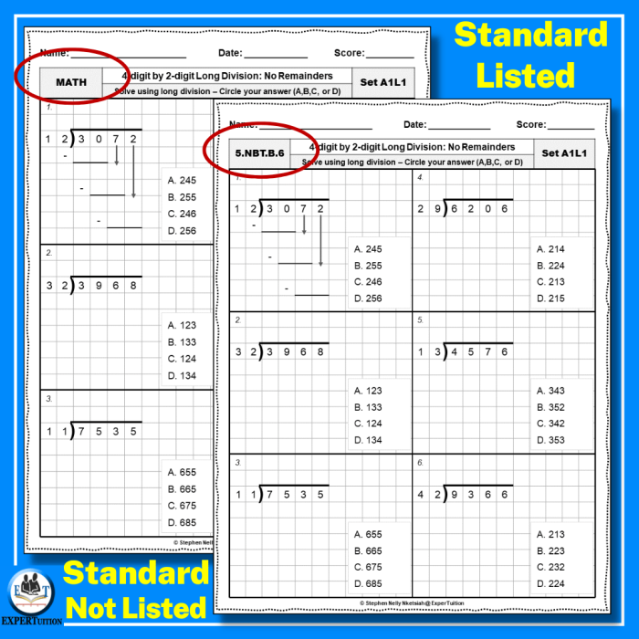 Fifth Grade Long Division Worksheet Number Twenty Two Colorful fifth grade long division worksheet for extra math practice