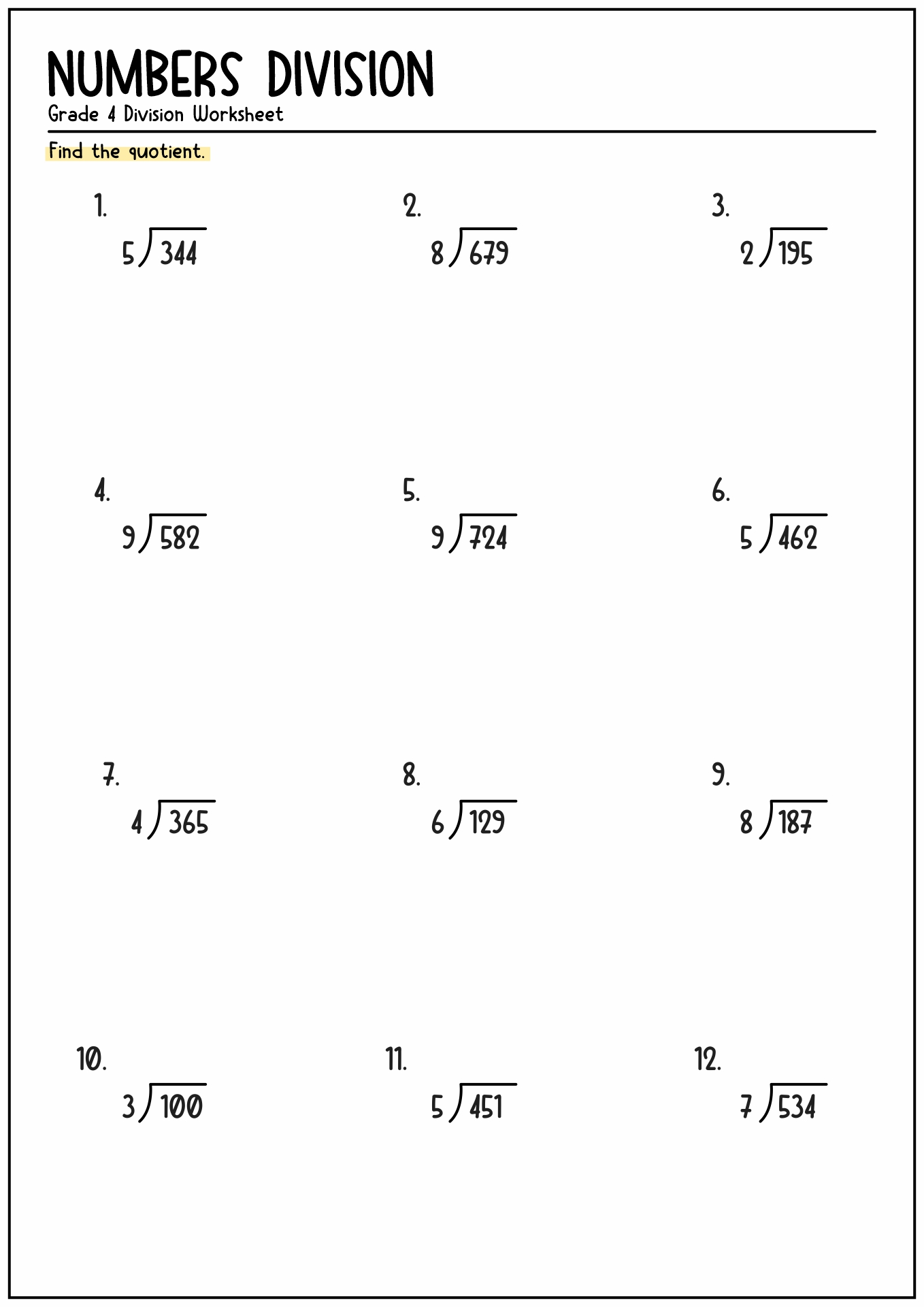 Engaging long division practice sheet for fifth-grade students Colorful long division worksheet designed for fifth graders to enhance their math skills