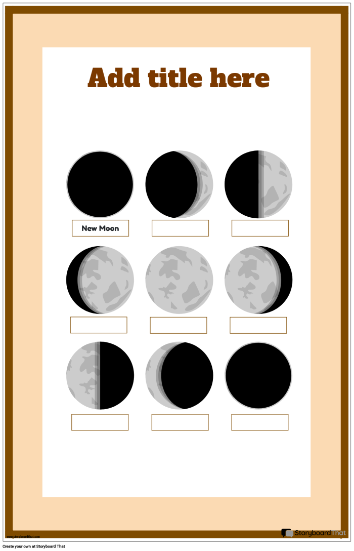 Drawing the Phases of the Moon worksheet for fifth graders illustrating lunar cycles