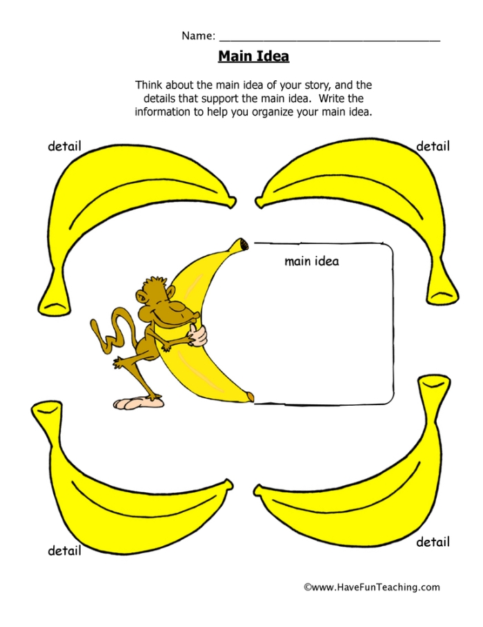 A fifth-grade worksheet titled "Can You Spot the Main Idea?" focusing on identifying main ideas and supporting details. Engaging activity for learning main ideas and details in texts.