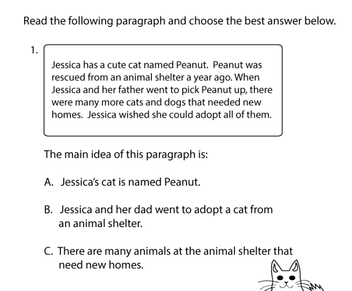 Worksheet designed for fifth graders to practice finding the main idea and supporting details. Can You Spot the Main Idea? educational activity for counting and comprehension skills.