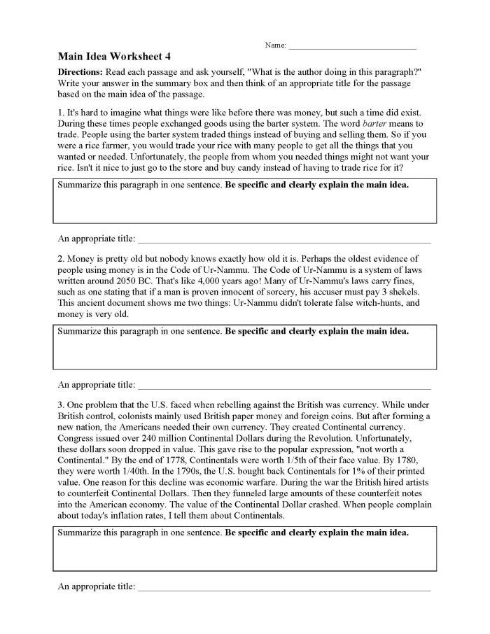 I Can Write About Main Idea & Details! Worksheet for Fifth Grade Algebra Worksheet for practicing main idea and details with sentence frames for EL students
