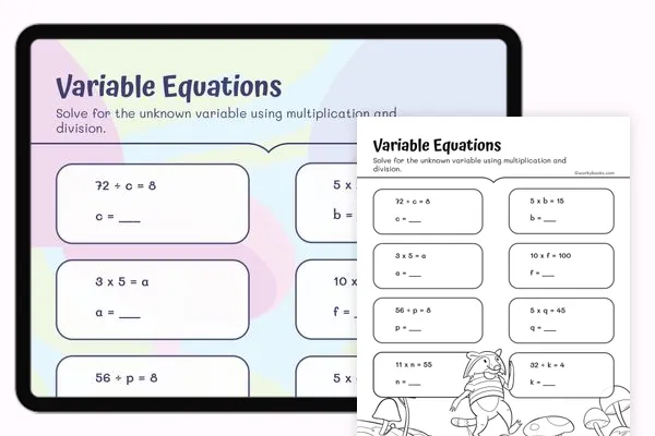 Multi-Digit Multiplication and Division Practice Worksheet Nine Fifth grade math worksheet featuring multi-digit multiplication and division problems for geometry review