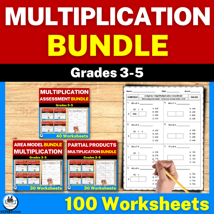 Math Worksheet 17 Fifth Grade Multi-Digit Multiplication and Division Exercises Fifth grade student completing a multi-digit multiplication and division math practice worksheet