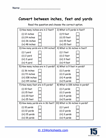Fifth grade students completing a measurement conversion worksheet with yards feet and inches table and word problems image 20