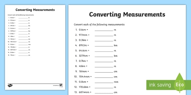 Converting units of measurement worksheet for fifth-grade geometry students