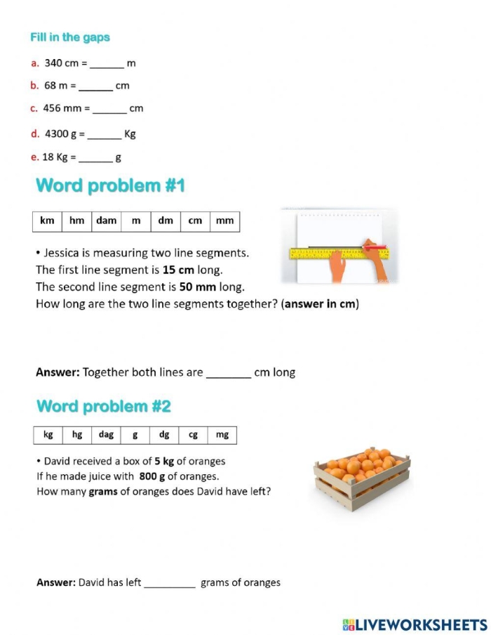 Converting Units of Measurement worksheet for fifth graders practicing geometry skills