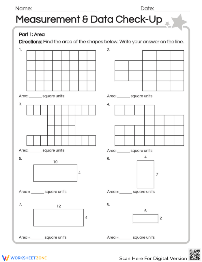 Measurement and Data Review Worksheet Grade 5 Number 12 Fifth grade student practicing measurement and data review worksheet 12