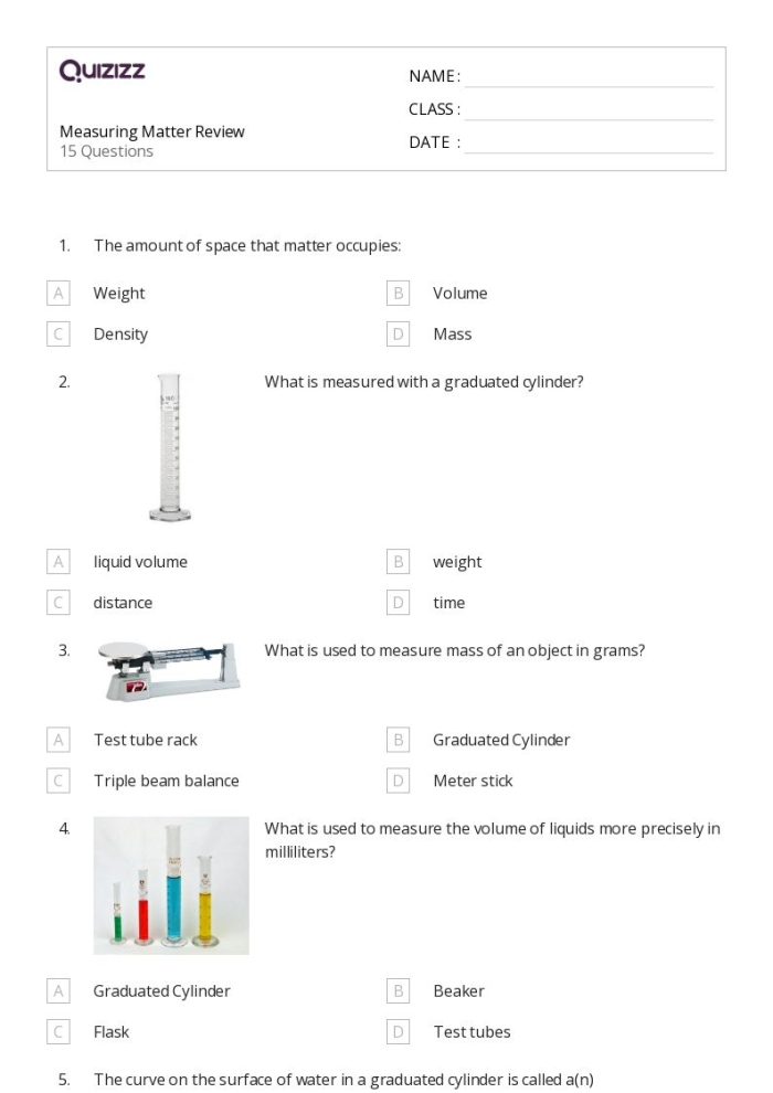 Measurement and Data Review Worksheet 25 for Fifth Grade Assessment Fifth grade students solving measurement and data review problems on a worksheet with graphs and measurement scales