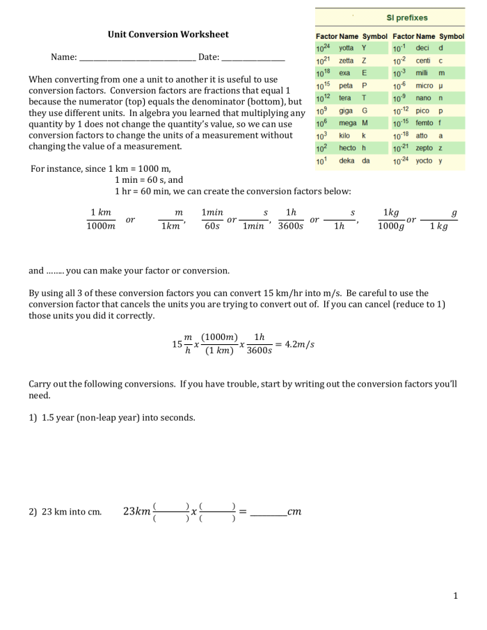 Fifth grade math student using a metric length conversion table on a printable practice worksheet