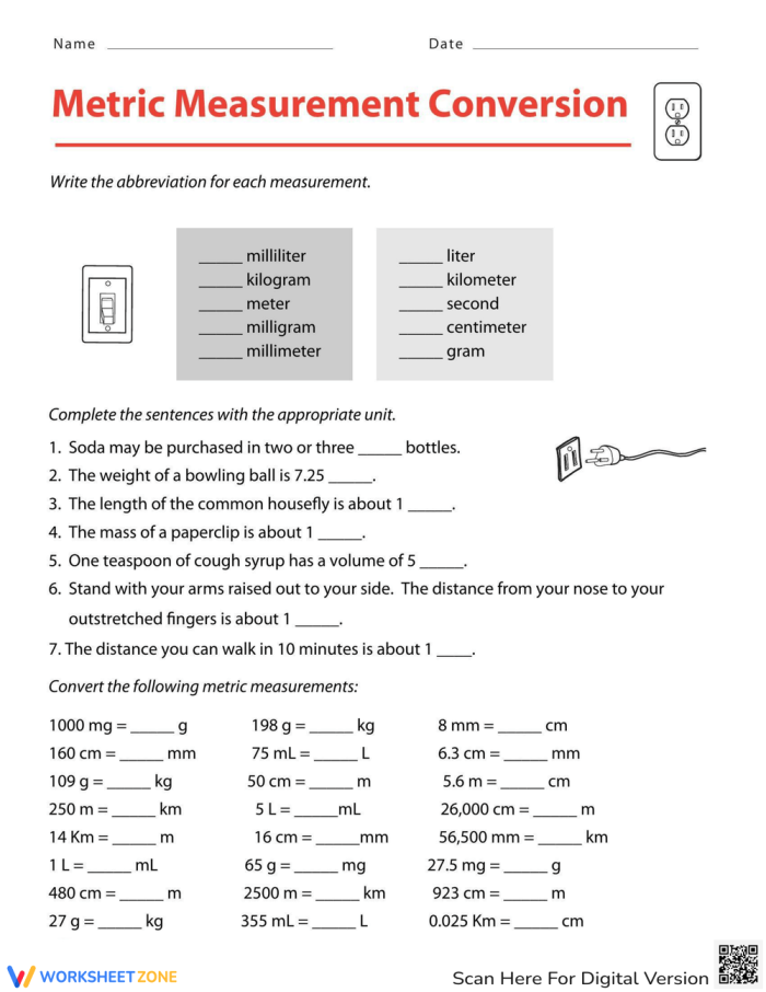 Engaging exercises to master metric system symbols and values Metric Measurement Conversion worksheet for fifth graders focusing on subtraction skills