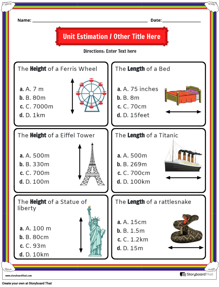 Worksheet for converting metric measurements in a fifth-grade classroom