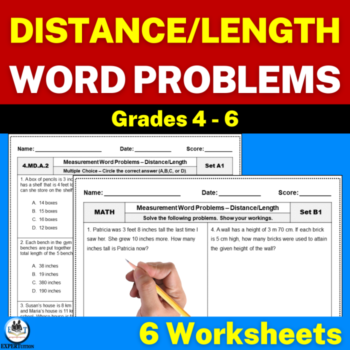 Fifth grade student practicing metric length conversion through word problems worksheet