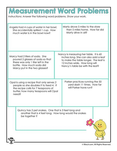 Fifth grade math worksheet featuring word problems for converting metric length measurements