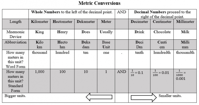 Metric Units Place Value Chart for Meters worksheet designed for fifth graders