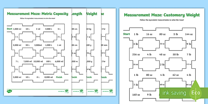 A fifth-grade student navigating a maze of metric units on a worksheet