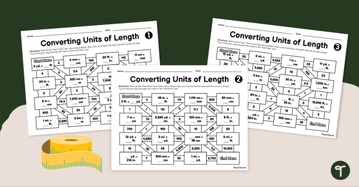Fifth-grade student navigating a maze of metric units on a worksheet