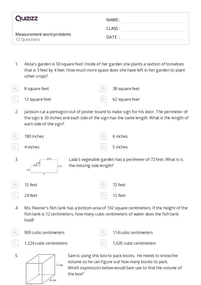 Fifth grade students solving metric unit conversion word problems worksheet