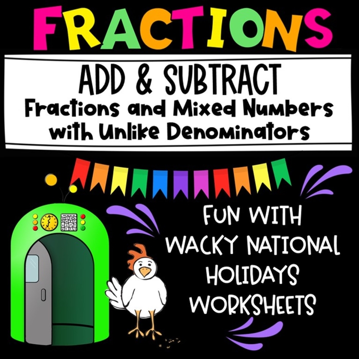 Worksheet for practicing adding mixed fractions with different denominators