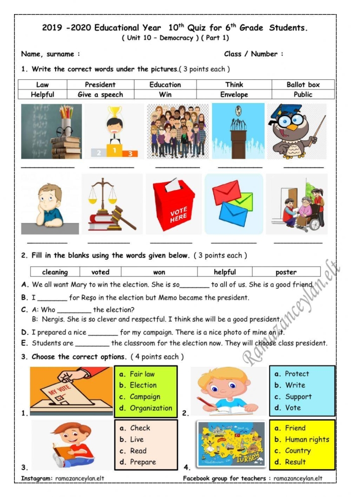 Worksheet comparing monarchy and democracy for fifth graders