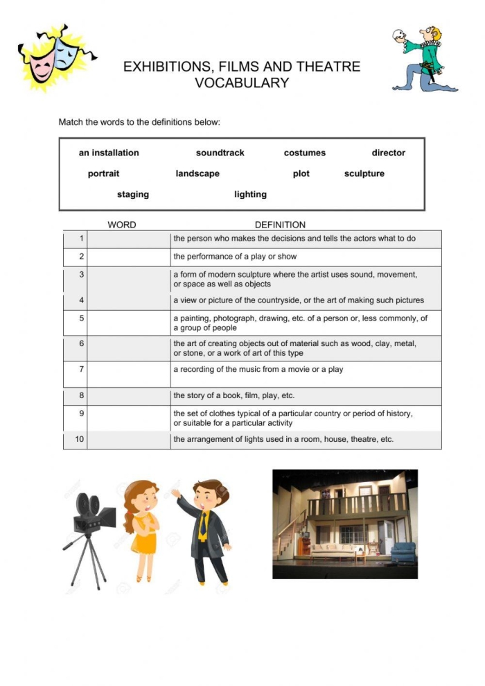 Worksheet featuring fifth graders solving movie theater fractions word problems