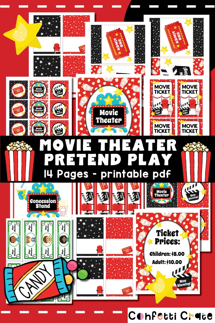 Worksheet featuring movie theater fractions for fifth-grade geometry students